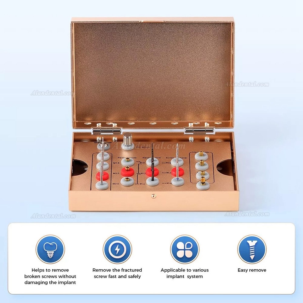 Dental Stainless Steel Implant Screw Removal Kit (Shank Drivers / Drills /Guide)